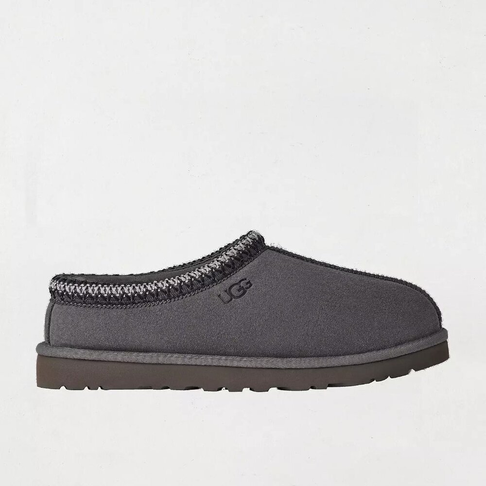 UGG Tasman Youth Kids Size 7 Gray Suede Shearling Fur Lined Slippers